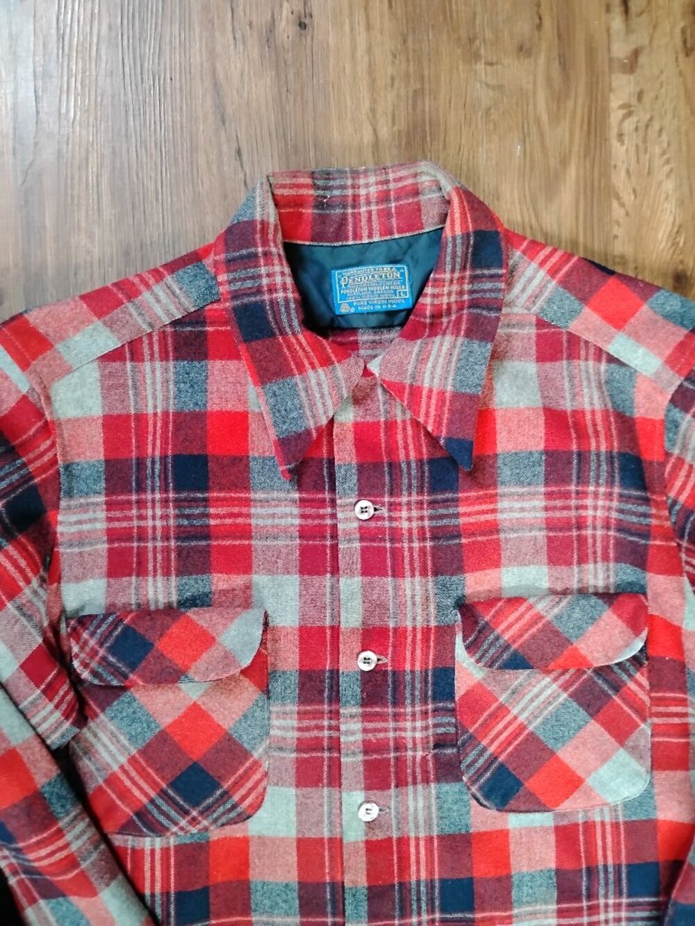 Vintage Pendleton Elbow Pads Wool Flannel Button Down Shirt